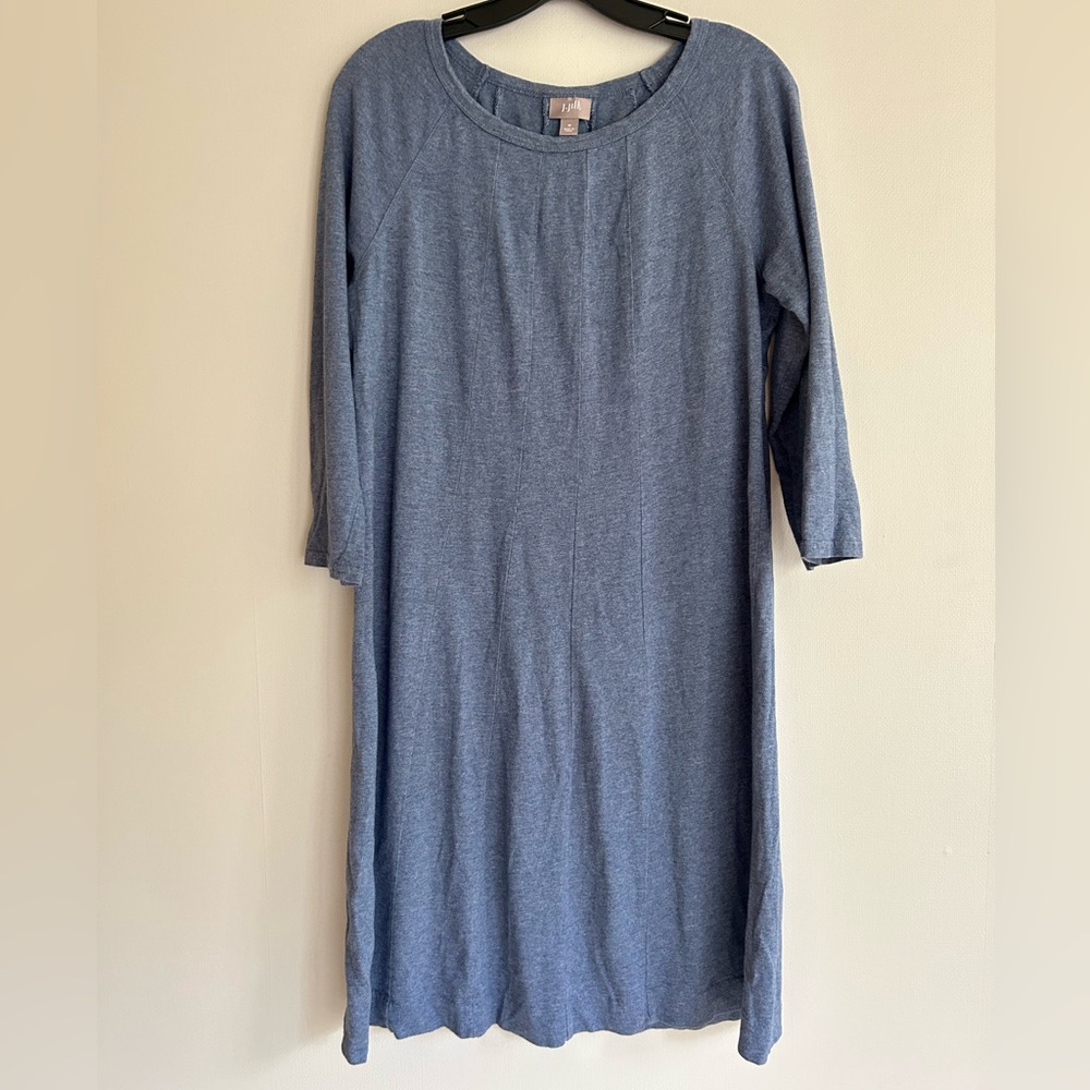 J. JILL Dusty Blue Raglan 3/4 Sleeve Scoop Neck Dress Comfort Travel Classic | M - Picture 3 of 12